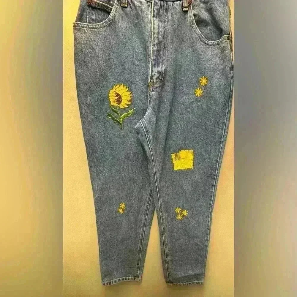 High Sierra Women's Vintage Sunflower High Rise Denim Jeans Size 10
